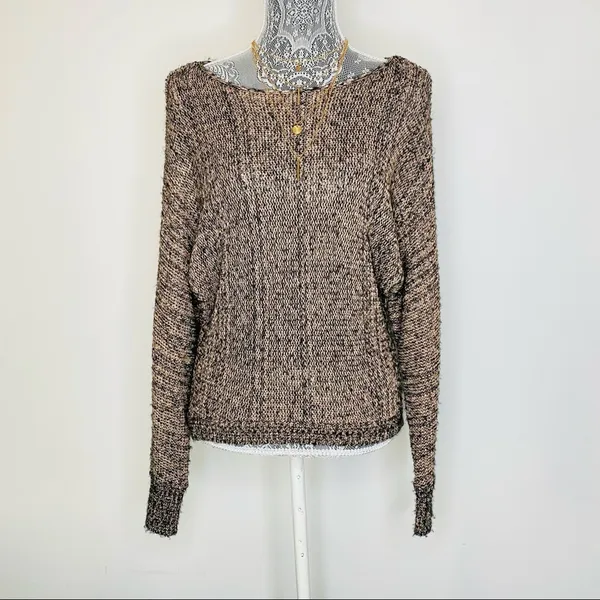 INC INTERNATIONAL CONCEPTS Womens Boatneck Copper Metallic Sweater Size XS - Image 2