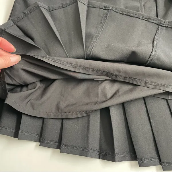 Tiger Mist Skirt Mini Pleated Asymmetrical Lined Dark Academia School Girl Black - Image 2