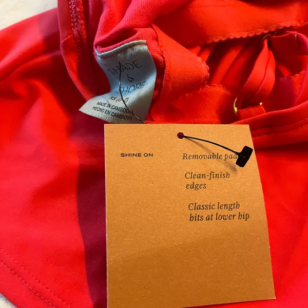 New Shade & Shore Tankini Swim Top Solid Red Size XS Racerback Adjustable - Image 4