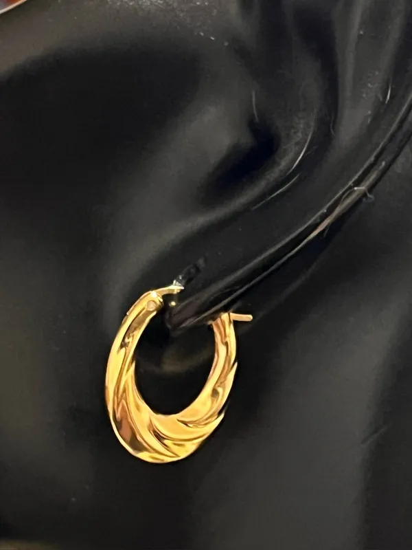 Macy’s 14K Gold Hoop Diamond Earrings W/ Resin Core - Image 2