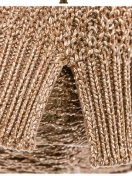 Anthropologie MOTH Rose Gold Metallic Asymmetrical Sweater Medium - Image 4