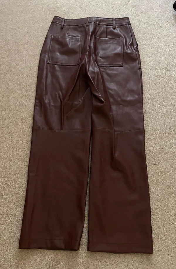Burgundy Leather Pants - Image 2