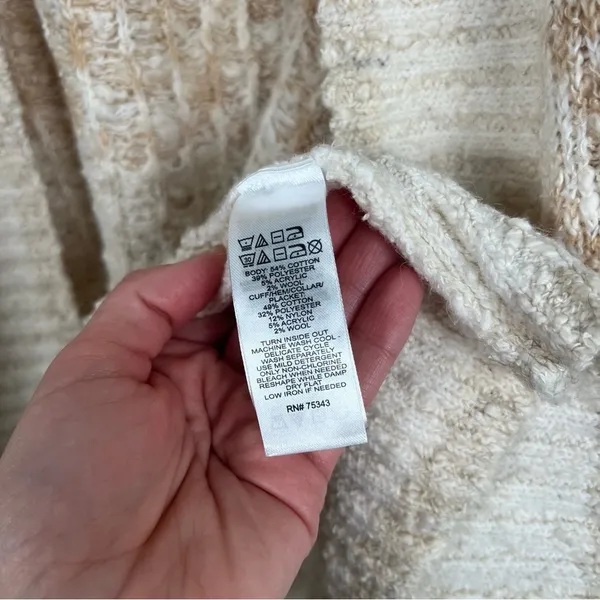 Joie Longline Oversized Chunky Cardigan Cream Fair Isle Knit L‎ - Image 7