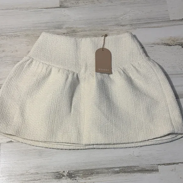 Meshki Wool Blend Cyrus Gathered Boucle Ivory Mini Skirt Size XS NWT - Image 5