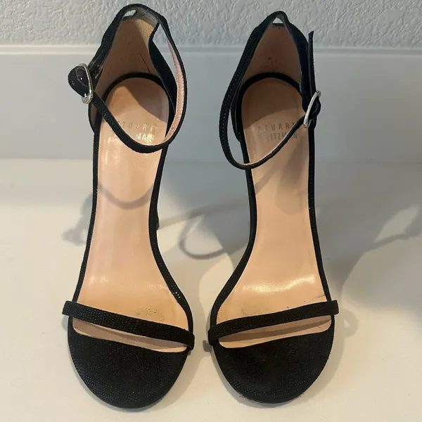 Stuart Weitzman The Nudist Black Goosebump Leather Strappy Sandals Size 6.5 - Image 6