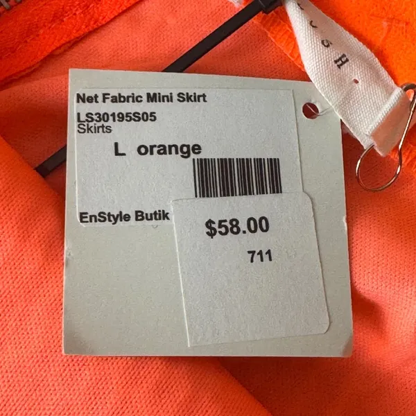 Neon Orange Net Mini Skirt‎ Honeycomb Lined Mesh Size L Rave Clubwear Festival - Image 5