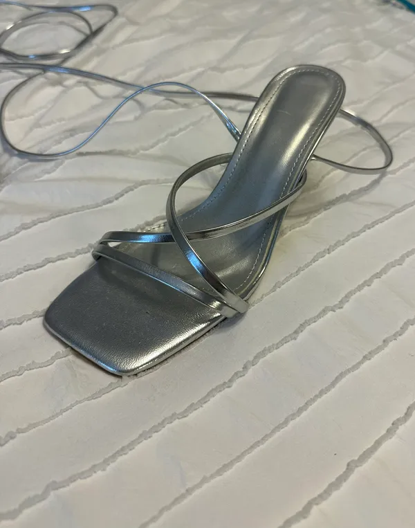 Silver Wrap Heels Size 7 - Image 2