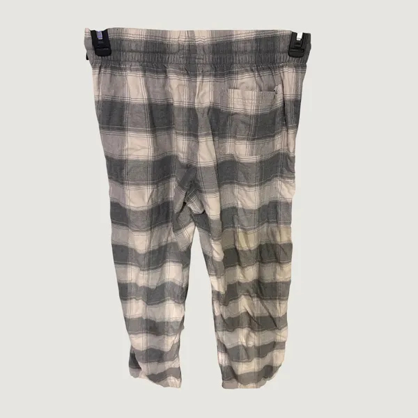 American Eagle AE Lounge Plaid Pajama‎ Pants Grey Cream XS 26-28 Flannel Sleep - Image 2