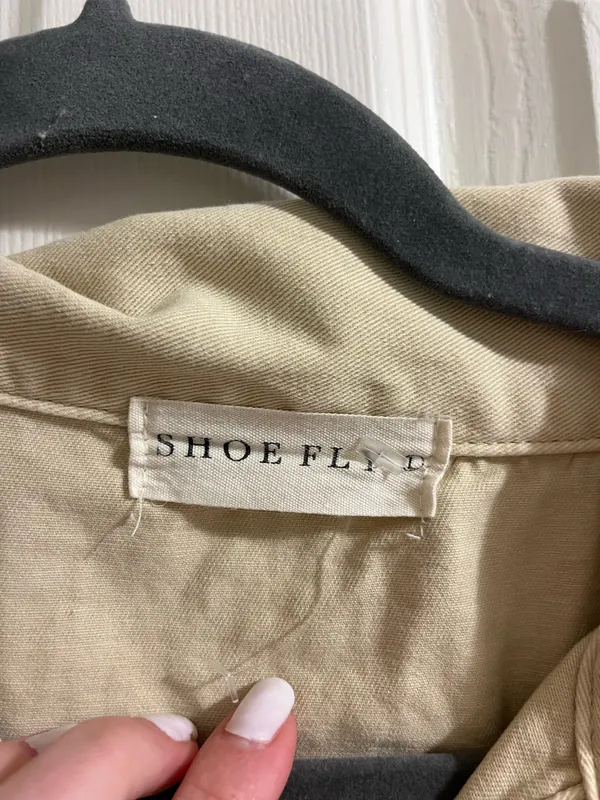 Kaki Denim Button up Dress Tan Size L - Image 4