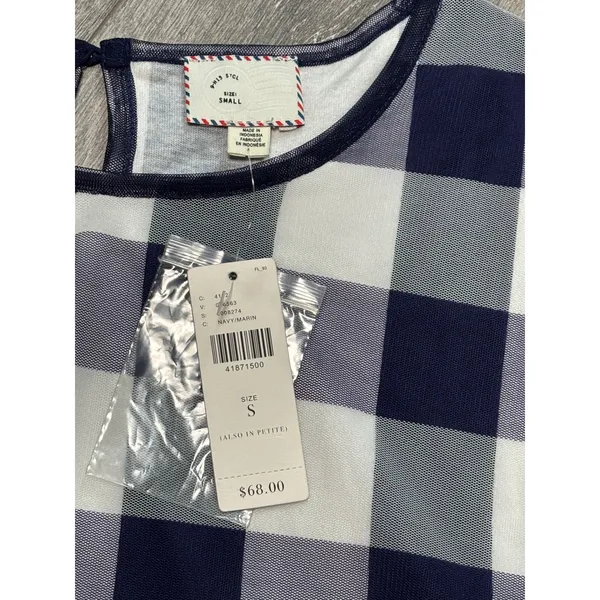 Anthropologie Postage Stamp Blue Gingham Elsie Blouse - size Small New - Image 5