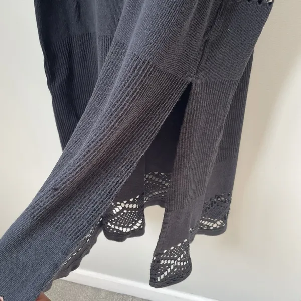J. Valdi Vintage Boho Crochet Knit Maxi Dress Black Made in USA Size Large - Image 10
