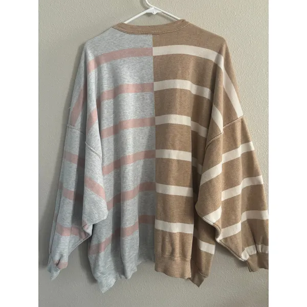Free People Uptown Oversized Pullover Womens Small Striped - Image 4