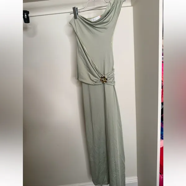 Peppermayo One Shoulder Dress in Light Green - Image 2