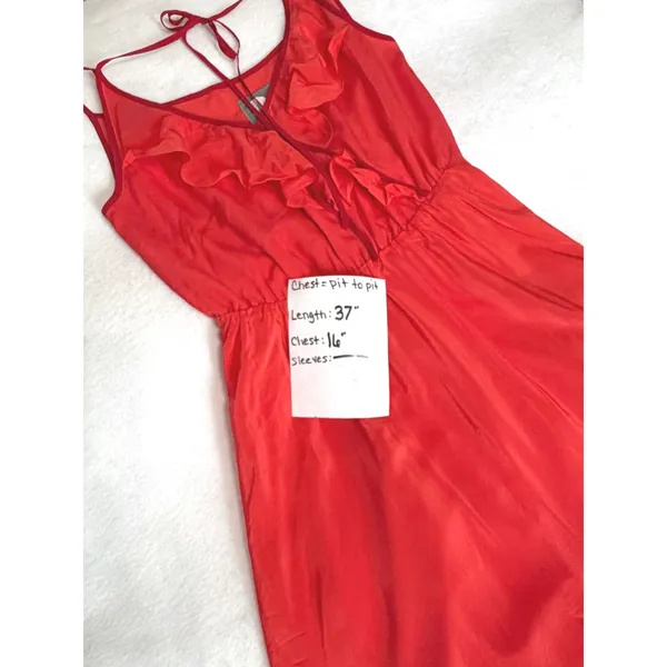 Girls From Savoy Anthropologie 100% Silk Ruffle Mini Dress Red/Rouge Sz 0 NWT - Image 5