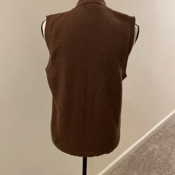 Vintage Cabin Creek Button Front Sweater Vest Brown knit Size Medium - Image 2