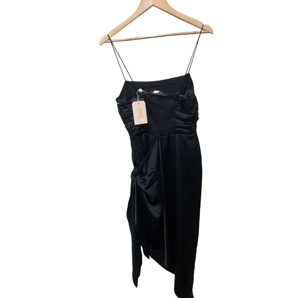 WAYF The Julia Ruched Asymmetric Satin Cocktail‎ Dress Size Medium - Image 9