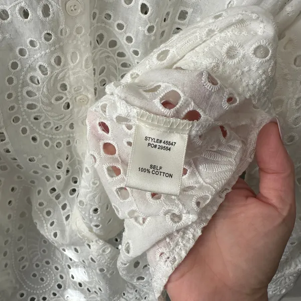 Skies are Blue White Eyelet Long Sleeve Button Down Large NWT Cotton - Image 5