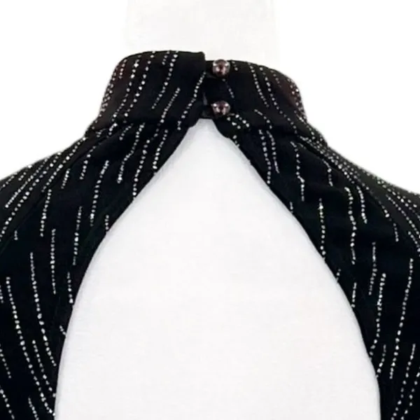 Roberta High Neck Long Sleeve Long Embellishments Black Gown Dress Size Medium - Image 13