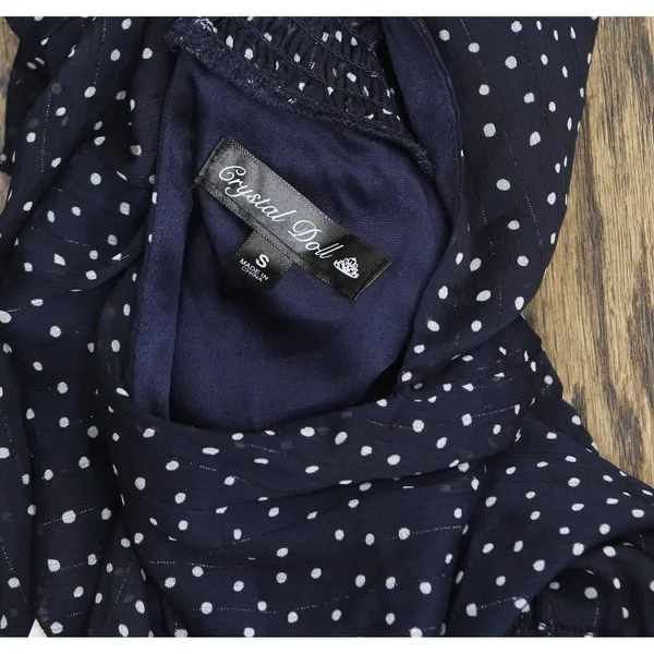 NWT Crystal Doll Short Sleeve Fit Flare Dress Navy Blue / White S - Image 10