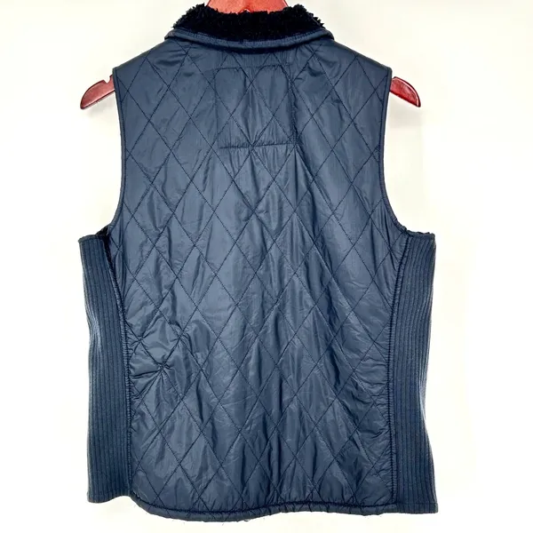 L.L.Bean‎ Vest Womens Quilted Fleece Lined Ski Hiking Navy Blue Small Petite SP - Image 4