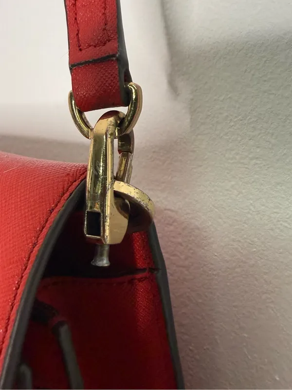 Tory Burch Emerson Combo Crossbody Red Leather Gold Logo Handbag - Image 12