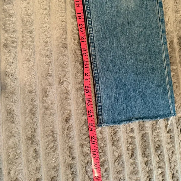 Reformation High Rise Straight Leg Jeans Blue‎ Raw Hem Button Fly Size 25 - Image 8