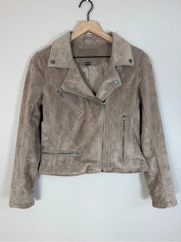 Blank NYC Taupe Suede Moto Jacket size Small $198 - Image 5
