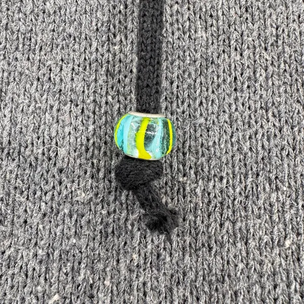 Hooded Sweater Gray Green Color Block Pocket Beads Toggle Button Boho Asymmetric - Image 10