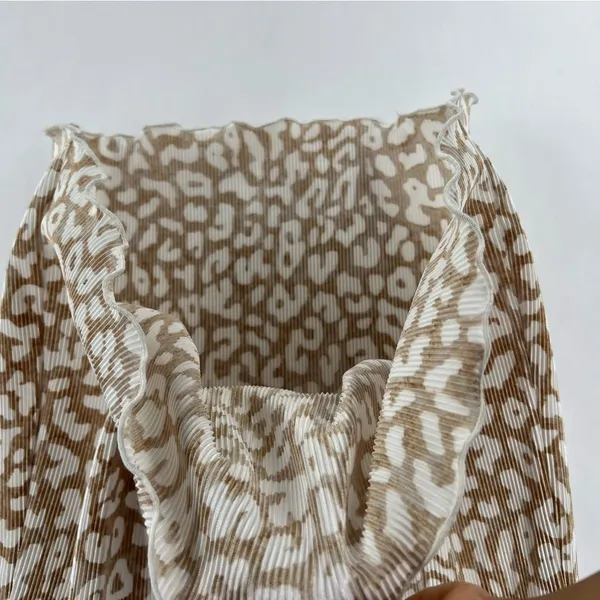 Ann Taylor Factory Leopard Print‎ Micro Pleated Stretchy Sleeveless Top Size S - Image 6