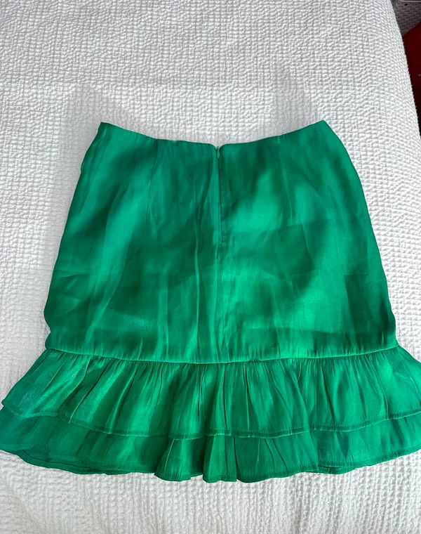 Lovers + Friends metallic emerald satin strapless top - Image 3