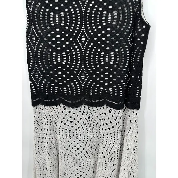 Betsey Johnson Crochet Lace Dress Size 14 Boho Romantic Feminine‎ Black Ivory - Image 5