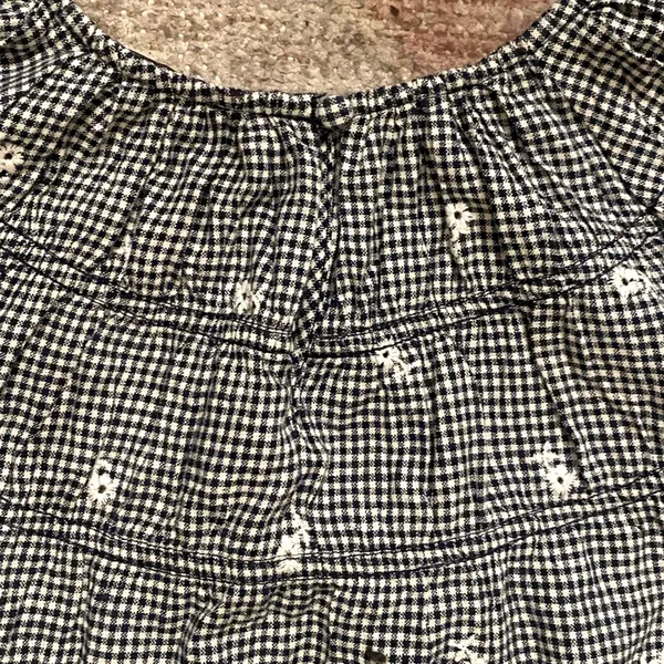 Madewell NWOT!!! Gingham Linen Blend Top with Embroidered Daisy Pattern - Image 6