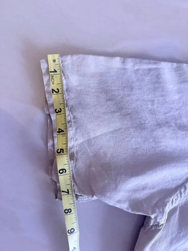 . Vintage 90s Polo Ralph Lauren Camp Shirts Mens L Linen Beige Classic Shirt Butt - Image 9