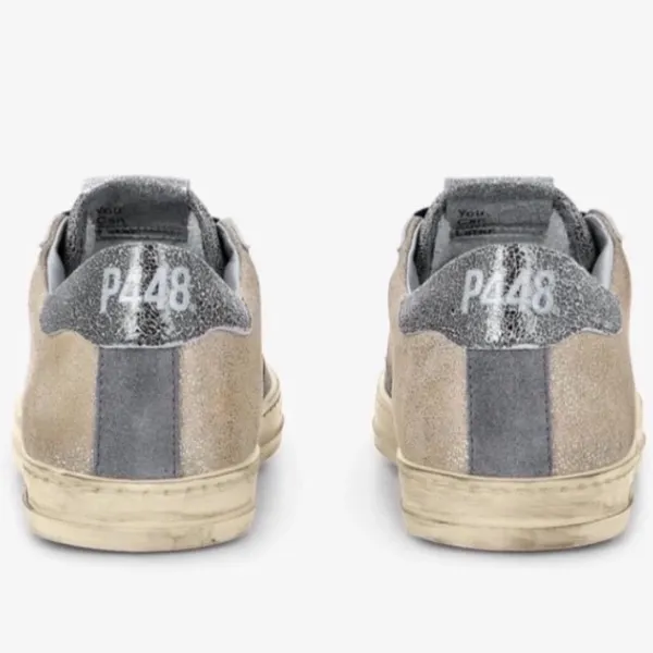 P448 John Panama‎ Sneakers Women 38 US 7.5 Gold Metallic Distressed Leather - Image 15