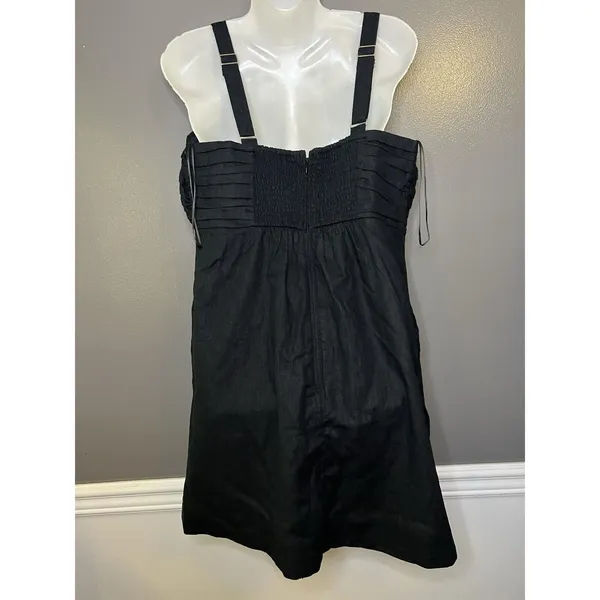Abercrombie & Fitch Dress Womens Large Tall Black Linen Pleated Sundress - Image 6
