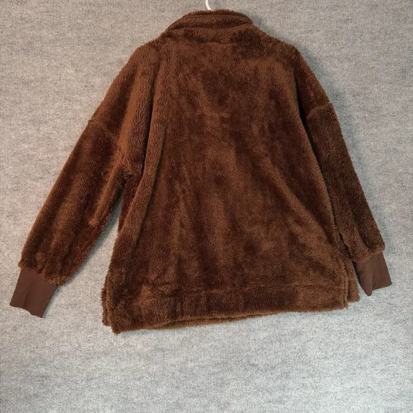 Lularoe Size-M Nancy Half Zip Pullover Chocolate Brown Pockets Sweater - Image 2