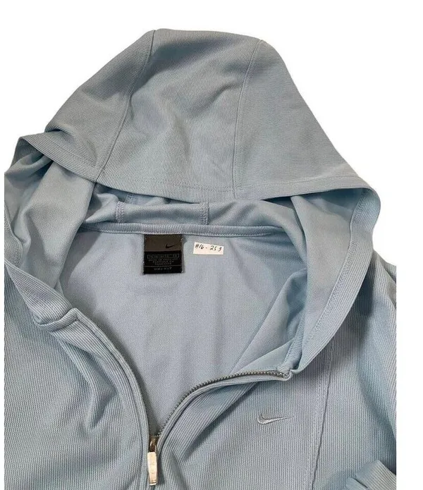 Nike Dri-Fit Women Size XL 16-18 Blue Hoodie Jacket 16-253 - Image 5