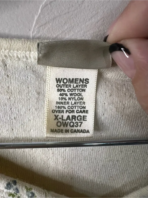 L.L.Bean Vintage Floral Double Layer Wool Blend Thermal Henley Top Cottagecore - Image 4