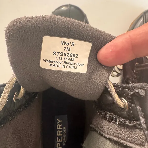 Sperry Black Waterproof Winter & Rain Rubber Duck Boots - Image 2