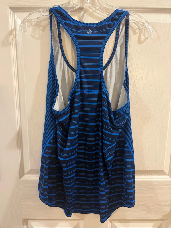 Athleta XL Blue Striped Racerback Tank Top - Image 3