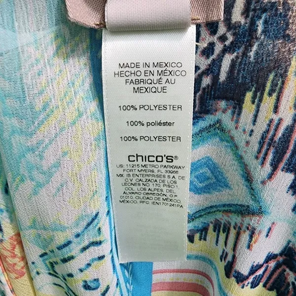 Chico's Patchwork Print Tunic Top‎ Flowy Blouse Colorful L/XL - Image 4