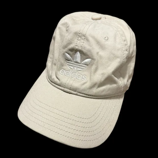 Adidas Originals Relaxed Strapback Beige Trefoil Dad Hat Cap - Image 2