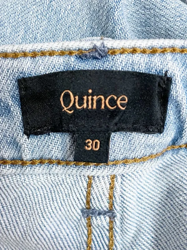 Quince Luna Stretch Relaxed Straight Jeans Sz 30 Cool Blue Mid Rise 28” Inseam - Image 9