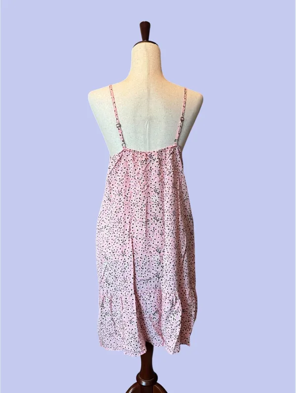 Qearal Pink Floral Spaghetti Strap Dress Large - Image 2
