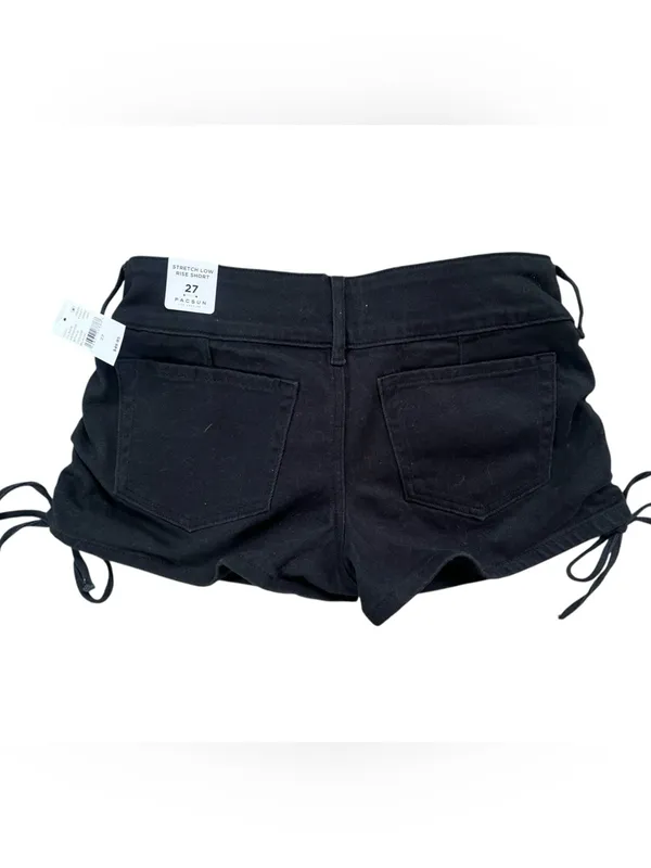 PacSun Black Low-Rise Women's Jean Shorts with Flap Pockets - Image 7