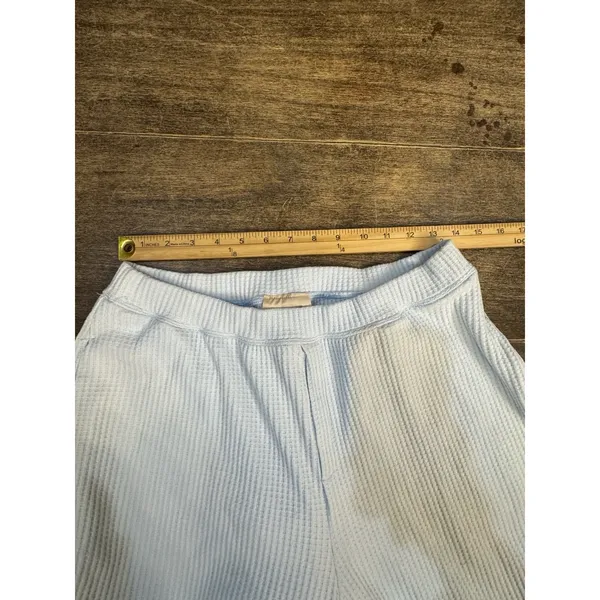 Staple & Hue Freya Pants Sky Blue Waffle Knit Ruched Leg Thermal Size Large - Image 12