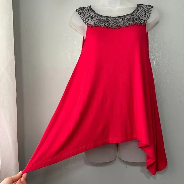 Willi Smith Whimsigoth Sleeveless Top Size Medium Red Going Out Tank Asymmetrical Fairy Chic - Image 4