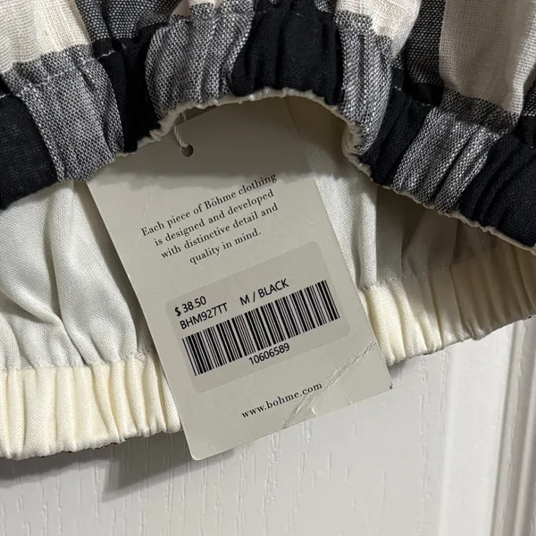 💖 NWT Bohme Buffalo Plaid Black & Cream‎ Crop Top - Image 4