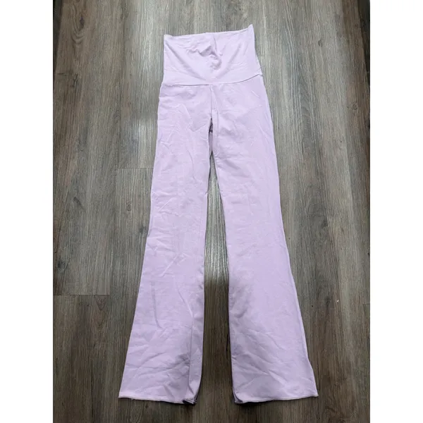 Skims Cotton Jersey Foldover Pant Dusk Pink Flare AP-PNT-0715 Womens XS NEW - Image 2