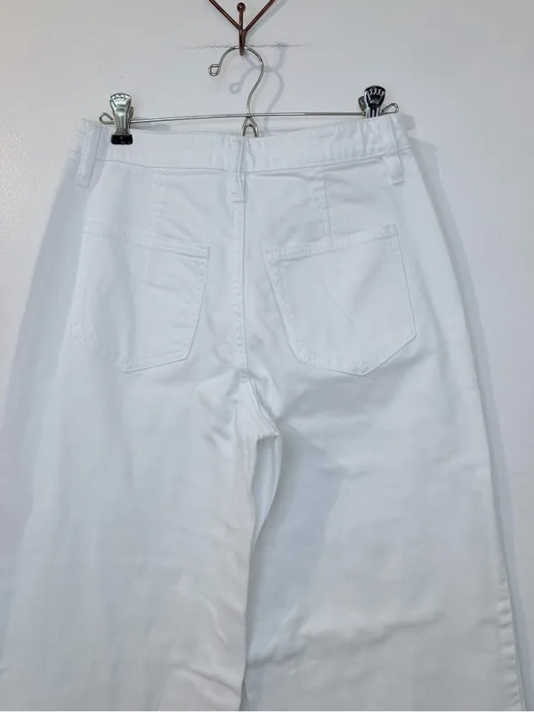 ON 34th White Wide Leg Jeans – Size 4 – Full Length Denim Pants - Image 8